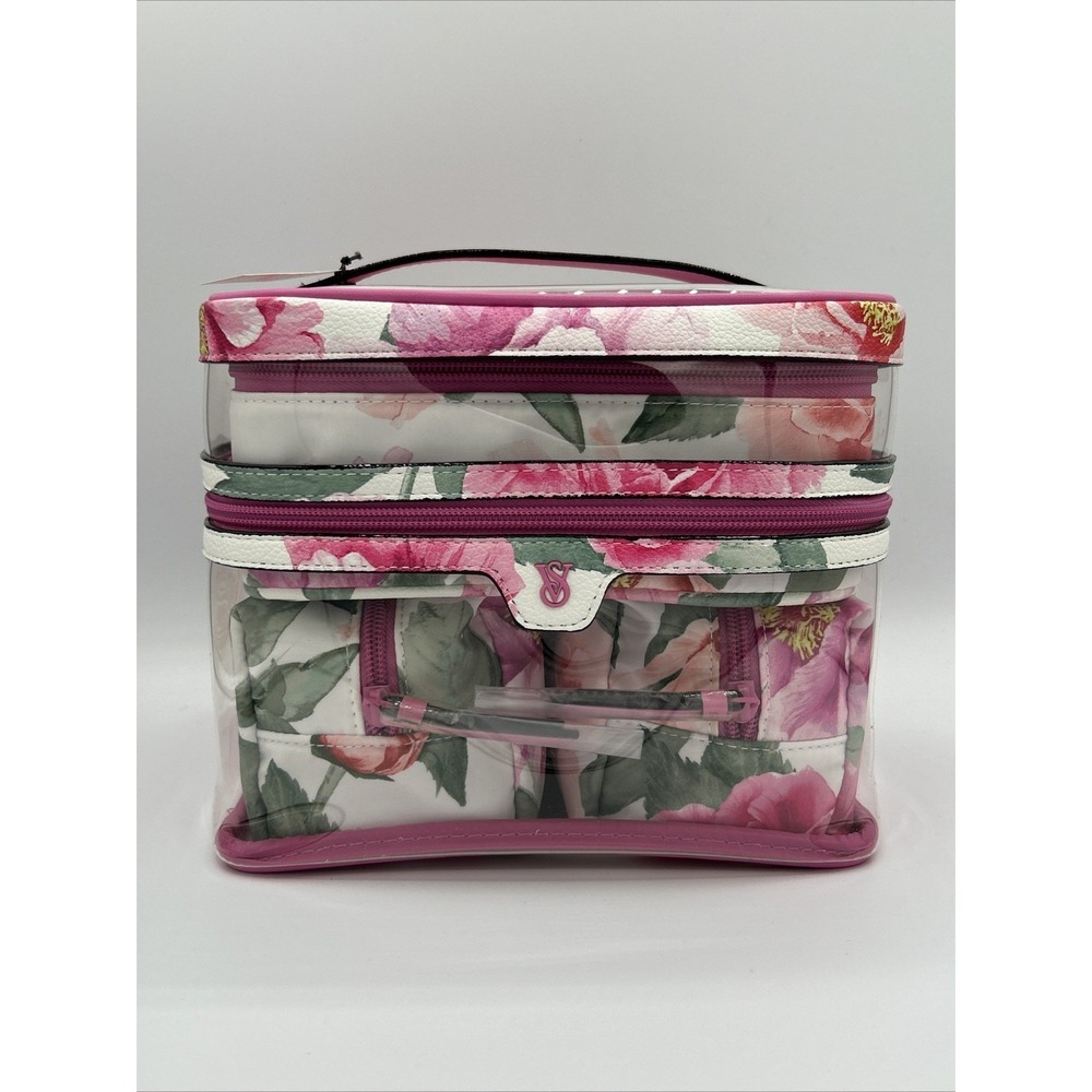 Victoria's Secret Makeup Bag 4 Pcs Floral Print Train Case New With Tags